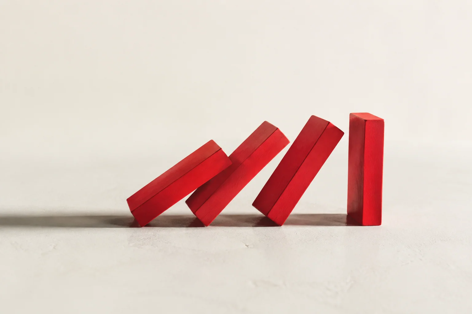 A connected sequence of red dominoes